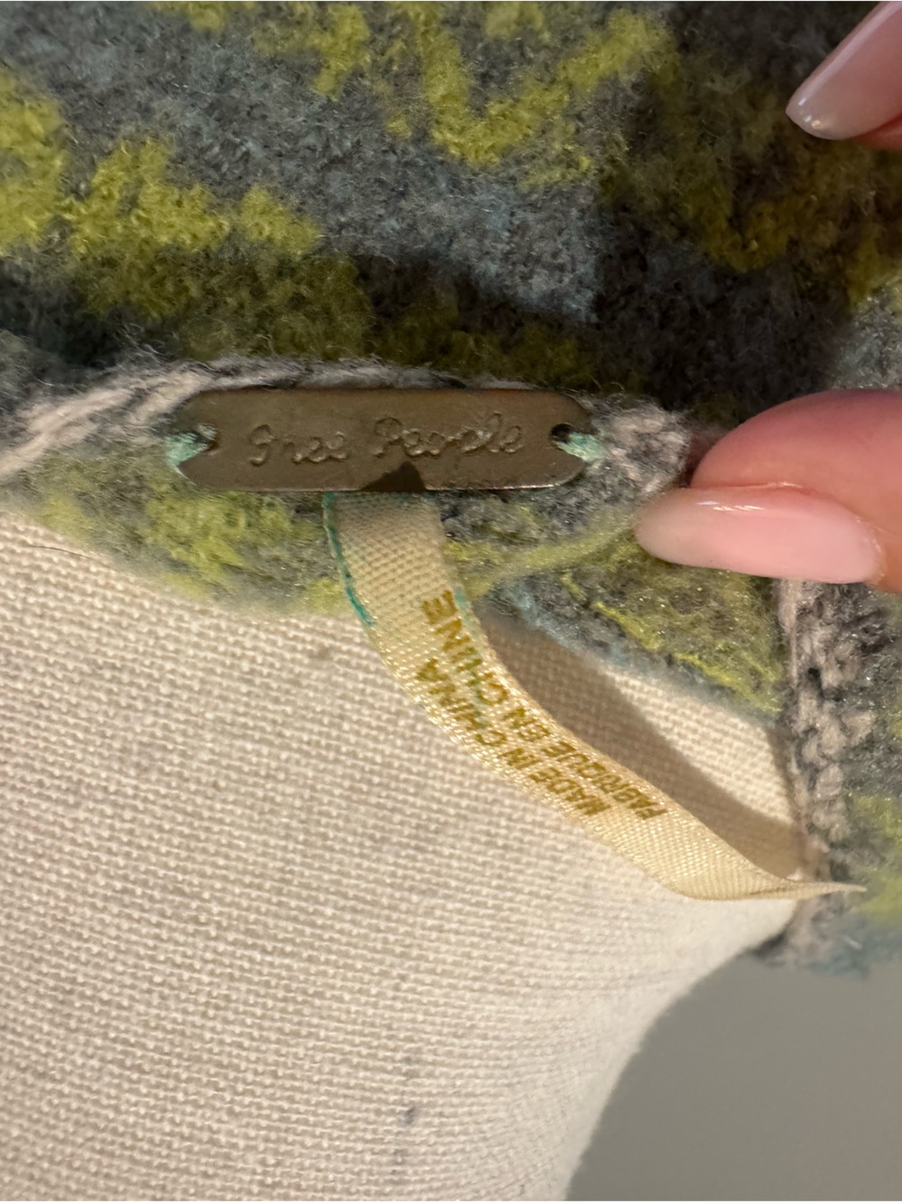 Free People Gray Cable-Knit Tunic with Green Patterned Yoke - Picture 4 of 6